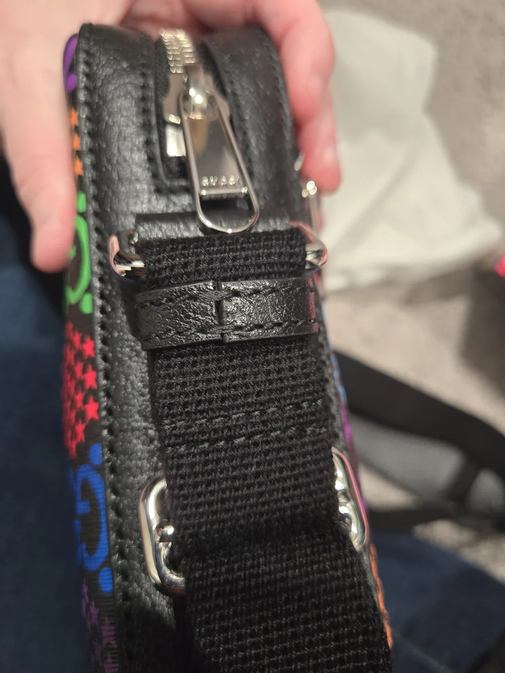 Gucci Multicolor GG Psychedelic Mini Messenger Bag with Black Trim